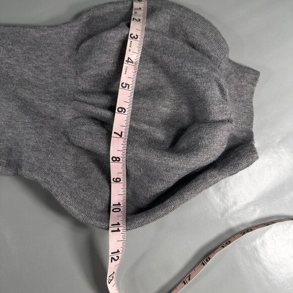 Christine Phillipe Pearl Studded Cardigan Women Sweater Balloon Sleeve Knit Grey - Picture 12 of 16